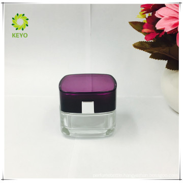 Hot sale clear empty cosmetic square glass jar with screw cap